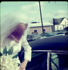 6 vtg 35mm slides 1967 bride back to camera wedding car dance cake blowing nose
