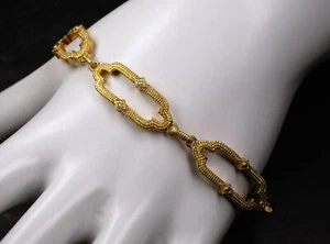 Pre-Owned Judith Ripka Two Solid 18K YG Chelsea Link Diamond Bracelet - Picture 1 of 12