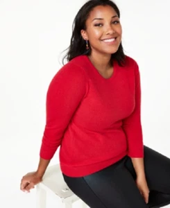 NEW CHARTERS CLUB RED  100% CASHMERE SWEATER  SIZE 1X WOMEN $168 - Picture 1 of 2