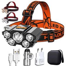 USB Rechargeable LED 5 HeadLamp Super Bright Built In Battery Portable HeadLight