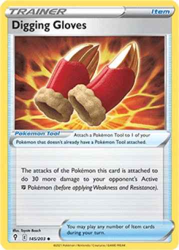 1x Digging Gloves 145/203 REVERSE HOLO Evolving Skies Pokemon TCG Card NM - Image 1 of 1
