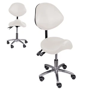 Adjustable Hydraulic Rolling Swivel Massage Spa Salon Stool Chair W/Back Rest - Picture 1 of 12