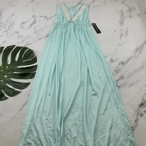 Gilead Womens Vintage Nightgown Slip Dress Size M New Light Blue Pastel Trim - Picture 1 of 11