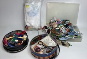 Large Lot DMC and J&P Coats Embroidery Thread Floss Organizer 2 Full Tins