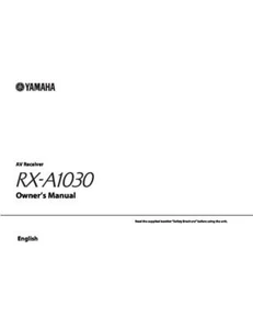 Yamaha RX-A1030 AV Receiver Manual Instructions User Guide Reprint - Picture 1 of 4