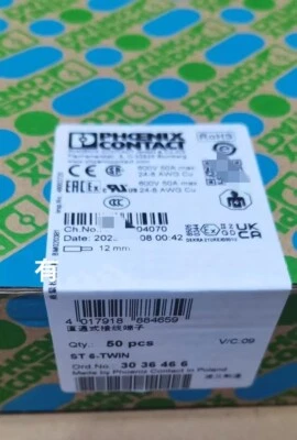 50PCS Phoenix Contact 3036466 straight through terminal block ST 6-TWIN - Image 1 of 2