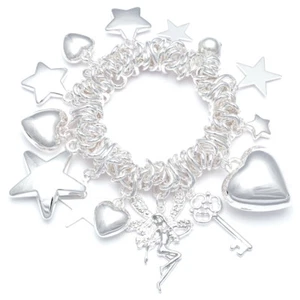 Skurriles Stretch-Bettelarmband Fee, Sterne & Herz in Silberfarben - Bild 1 von 3
