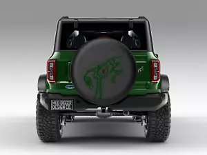 37" Ford Bronco Spare Tire Cover with BACKUP CAMERA Hole Green print US-made - Picture 1 of 9