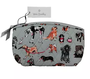 Vera Bradley Dog Show Medium Travel Cosmetic Grey Gray Bag NWT - Picture 1 of 7