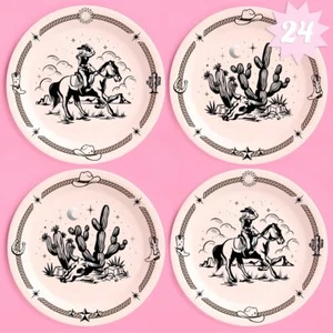  Party Western Paper Plates | 24pcs. 9" | Printed Rodeo Bachelorette Decorati... - Picture 1 of 6