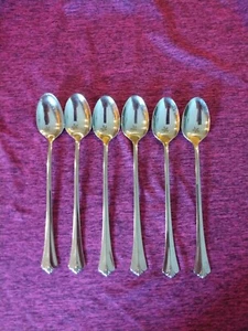Oneida WESTGATE Royal Crest Stainless Glossy 6 ICE TEA SPOONS Flatware VG - Picture 1 of 5