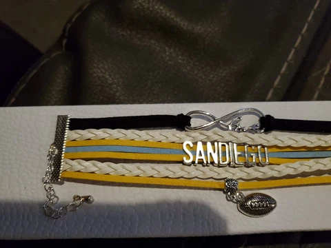 SAN DIEGO~ CHARGERS Colors Football ~ Bracelet~ Adjustable Cover