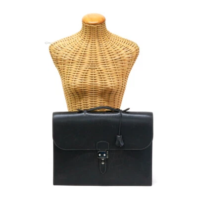 Caja HERMES SAC A DEPECHE 41 cuero de becerro herrajes plateados 2001 grafito (gris) Foto 1 de 4