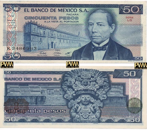 UNCIRCULATED Mexico Banknote 50 Pesos UNC CRISP Paper Money Mexican Bills BDM Cover