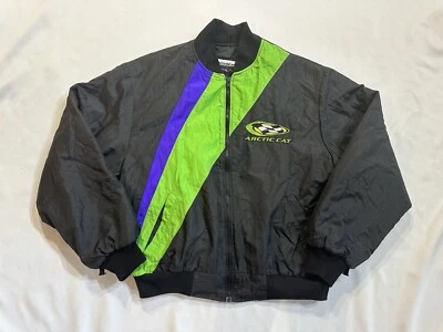 Arcticwear Arctic Cat Jacket Size Large Black Striped Lightweight Quilted Puffer - Image 1 of 4