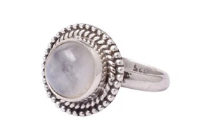 925 Sterling Silver  Moonstone Gem Rose Gold / Gold Plated Wedding Ring GRS-1095 - Picture 1 of 22