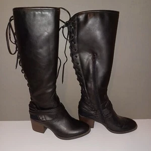 Candie's Women's Boots Size US 7 Black Lace Up Knee High - Picture 1 of 5