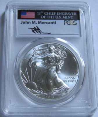 2015-(P) PCGS MS69 Mercanti AMERICAN SILVER EAGLE COIN ~Key Date 79,640 Mintage~ - Image 1 of 2
