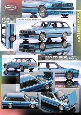 Mortal 1:64 BMW E30 M3 Style Touring Wagon Openable Hood Diecast Cars Models Toy - Photo 1/4