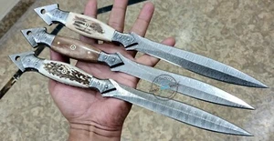 3 pcs of 12.50" Custom Hand made Awesome Damascus Steel Boot Dagger Knife (3045) - Picture 1 of 4