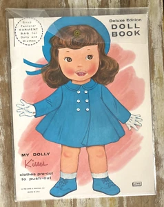 Vintage Lowe Papierpuppenbuch My Dolly Kisses ungeschnitten 1963 linsenförmiger Kissy Mund - Bild 1 von 10