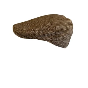 Wonderful Fashion Brown Tweed Herringbone Cabbie Newsboy Hat Cap - Picture 1 of 9