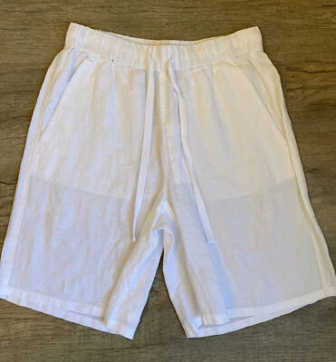 Pantalones Cortos Eileen Fisher Orgánicos Lino Medio Muslo Blanco Talla XXS $128 NUEVOS Foto 1 de 4