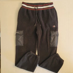 Vintage Champion Jogginghose Herren Medium Schwarz 90s Flor Trainingshose Gummibund - Bild 1 von 14