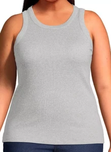 Lands' End Size 1X Solid Heather Gray rib knit tank, sleeveless NWT - Picture 1 of 2