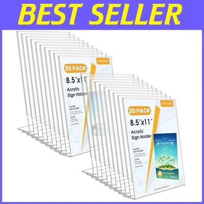 20 Pack Acrylic Sign Holder 8.5x11 Clear Stand - Image 1 of 4