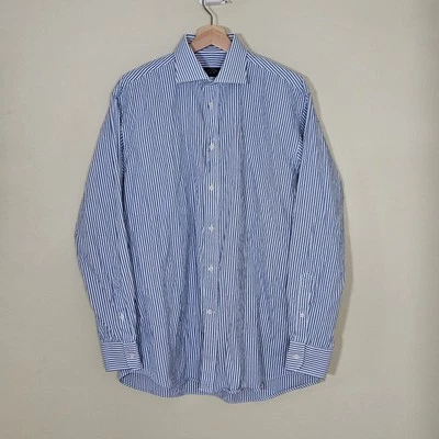 Paul & Shark Yachting Shirt Men 42/16 Blue Stripes LS Collar Cotton Italy Preppy — 第 1/4 张图片