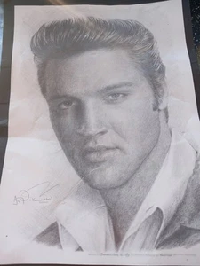 Original JonathanWood Elvis Presley Sketched entirely by hand Print Novelty Note - Picture 1 of 4