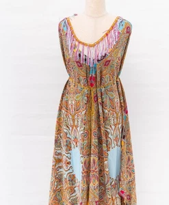 Etro Silk Maxi Multicolor Paisley Print Dress with Thin Belt - Picture 1 of 6