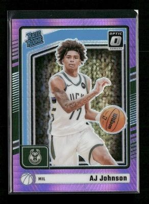 2024-25 AJ Johnson RC Donruss Optic Rated Rookie Purple Prizm #277 Milwaukee  - Image 1 of 2