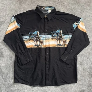 Camisa Caballo Blanca Para Hombres XXL Negra Perla A Presión Vaquero Occidental Caballo Estampado Rodeo - Imagen 1 de 12
