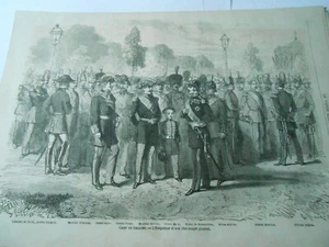 Gravure 1863 - Camp de Chalon l'Empereur et son Etat Major Général - Picture 1 of 1