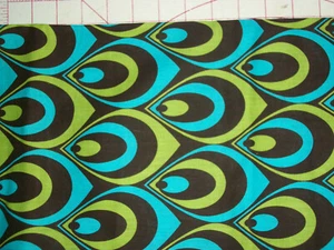 Blue & Green Peacock on Brown~~Springs Creative~~18" X 21" FQ - Picture 1 of 2