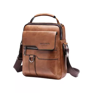 Schultertasche Leder Umhängetasche Handtasche Braun Messenger Tasche Herren - Bild 1 von 8