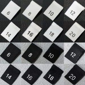 100Pcs Woven Tag Clothing Numbers 6-22Sizes Labels Mark for Cloth Store Garment - Picture 1 of 8