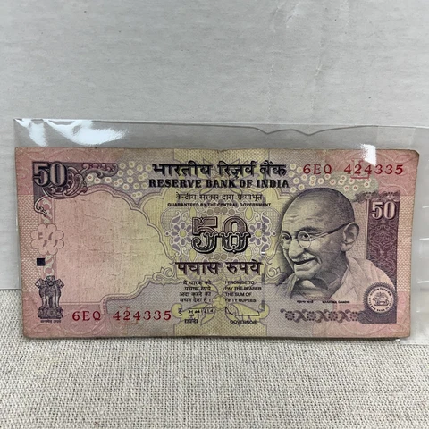 India 50 Rupees Note Paper Money 2011 Cover