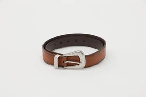 NWT Brunello Cucinelli Kid Croc Leather Western Belt W/925SterlingSilver 60 A228 - Picture 1 of 7