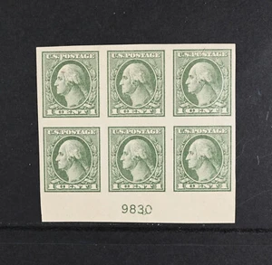USA Scott # 531 Imperf Plate Block of 6 VF OG NH 1c Washington Stamps Cat $190 - Picture 1 of 2