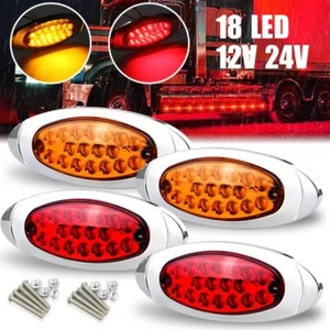 4X 18 LED Truck Side Marker Light Amber Red Clearance Turn Signal Trailer Lorry - Picture 1 of 11