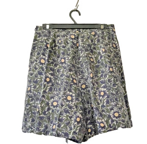 GapVtg Linen  Womens Long Flared  Leg  Culotte  Shorts Sz 14  Floral  High Waist