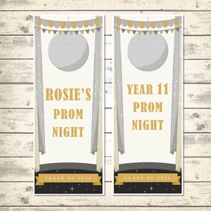 2 PERSONALISED SILVER GLITTER BALL PORTRAIT PROM BANNERS - Picture 1 of 1