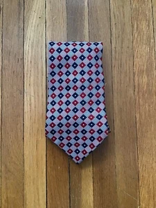 Corbata de colección Giorgio Armani corbata azul/rojo estampado de diamantes, Italia - Imagen 1 de 2