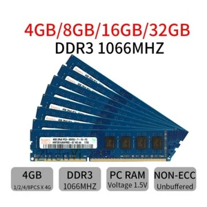 32GB 16GB 8GB 4GB PC3-8500 DDR3 1066mhz 240pin Desktop Memory For Hynix Lot UL - Picture 1 of 17