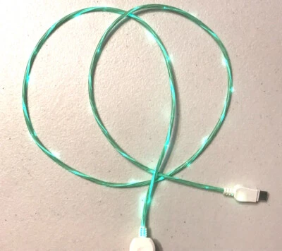FLOW LIGHT LED glow 3ft data charger cable FOR MICRO-C TYPE REVERSIBLE PIN phone - Image 1 of 4