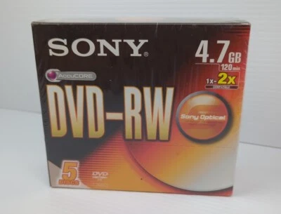 Sony DVD RW Blank Disc, 5 Pack, 1-4x 120min (4.7GB) - New & Sealed - Image 1 of 4