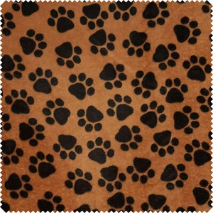 Fleece-Stoff "Pfoten Schwarz auf Baun", 150 cm breit, Meterware - Bild 1 von 4
